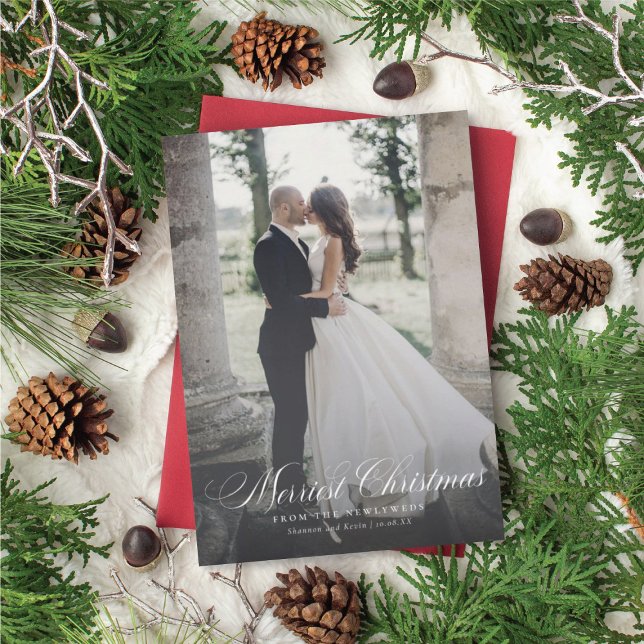 Merriest Christmas Newlywed Holiday Photo Card (Creator Uploaded)