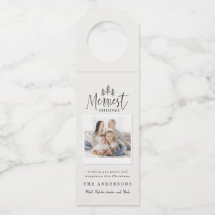 Merriest Christmas photo rustic farmhouse Bottle Tag