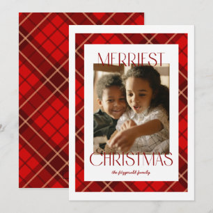 Merriest Christmas Plaid Photo Card