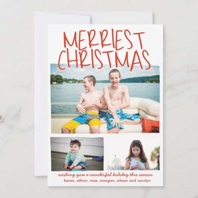 Merriest Christmas Red Holiday Card (Front)