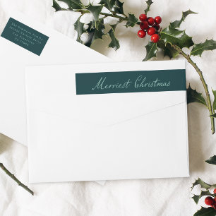 Merriest Christmas Red Holiday Return Address Wrap Around Label