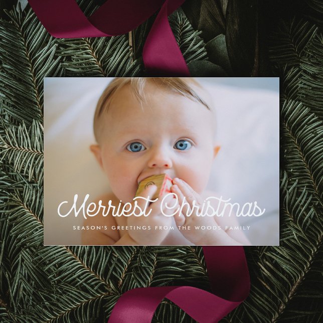 Merriest Christmas Retro family photo holiday Postcard (Creator Uploaded)