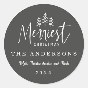 Merriest Christmas rustic farmhouse holiday Classic Round Sticker