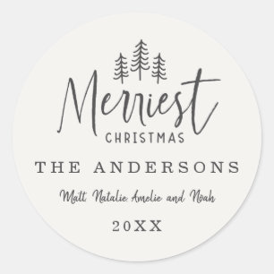 Merriest Christmas rustic farmhouse holiday Classic Round Sticker
