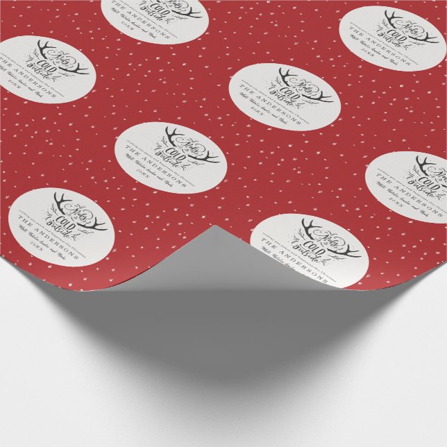Merriest Christmas rustic farmhouse holiday Wrapping Paper (Corner)
