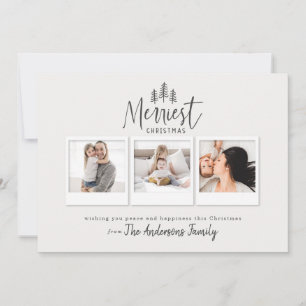 Merriest Christmas rustic multi photo Holiday Card