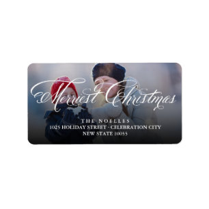 Merriest Christmas Script Photo Address Labels