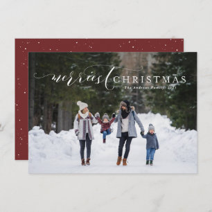 Merriest Christmas simple elegant one photo Holiday Card