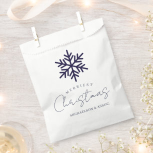 Merriest Christmas Snowflake Navy Blue Favour Bags