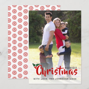 Merriest Christmas snowflakes modern photo card