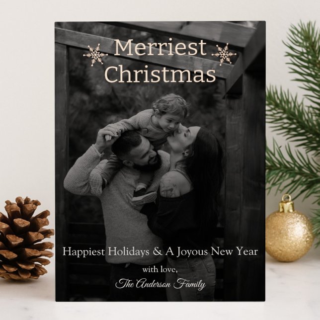 Merriest Christmas Snowflakes Photo Foil Card (Merriest Christmas Snowflakes Foil Holiday Photo Card)