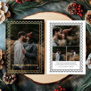  Merriest Christmas  Stamp family Photo Foil Holiday Card