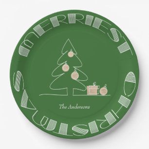 Merriest Christmas Tree Green Paper Plate