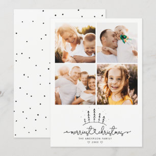 Merriest Christmas Tree Modern Photo Collage Holiday Card