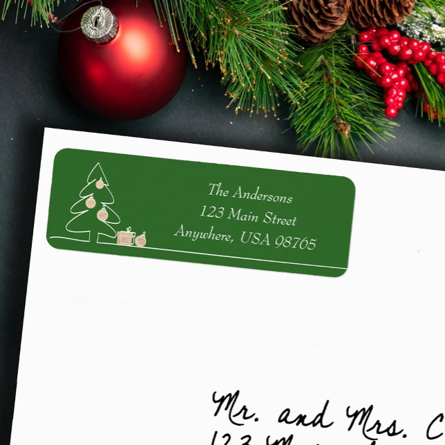 Merriest Christmas Tree on Green Return Address (Merriest Christmas tree on green return address labels)