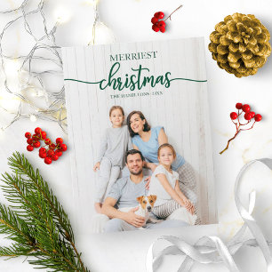 Merriest Christmas Unique Photo Holiday Greeting Postcard