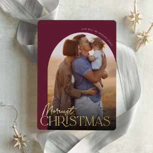 Merriest Christmas Vertical Photo Arch Foil Holiday Card