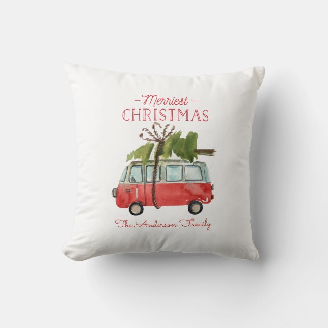 merriest christmas watercolor car cushion (Front)