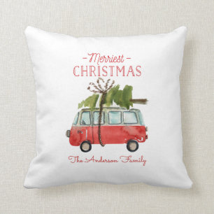 merriest christmas watercolor car cushion
