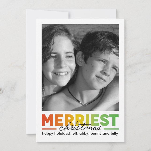 Merriest Christmas with Back Photo Holiday Card (Front)