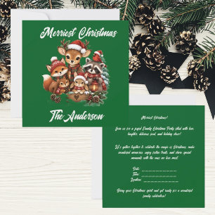 Merriest Christmas Woodland Creatures Family Party Invitation
