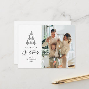 Merriest Christmas, Xmas Tree Family Photo Postcard