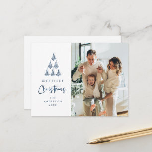 Merriest Christmas, Xmas Tree Family Photo Postcard