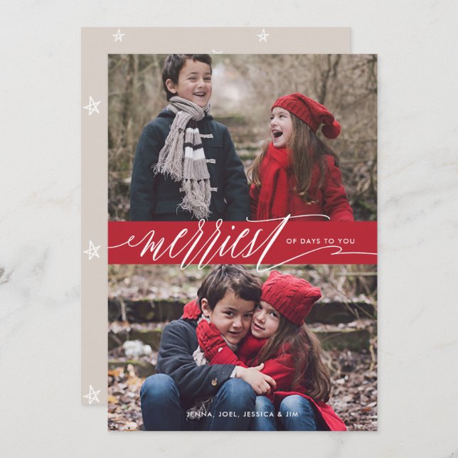 Merriest Days Christmas Holiday Photo Card (Front/Back)