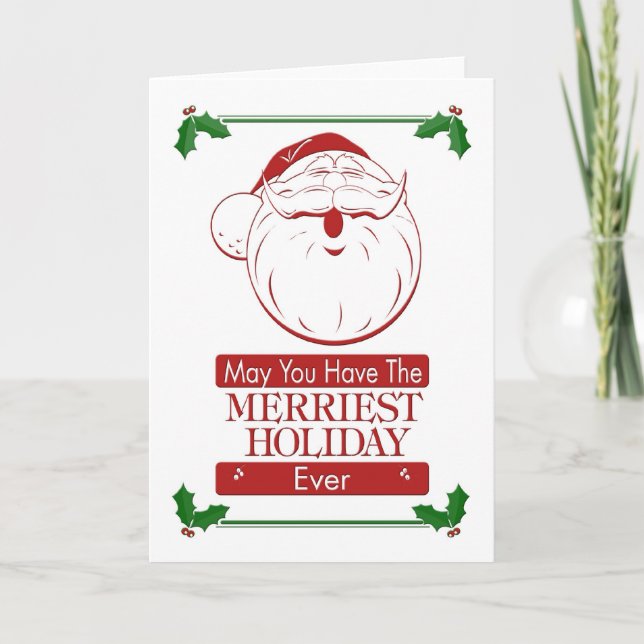 merriest holiday retro santa card (Front)