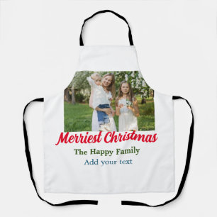 Merriest joyful christmas holiday add family name apron