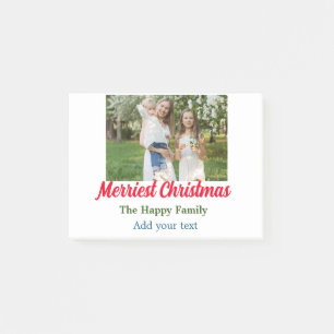 Merriest joyful christmas holiday add family name  post-it notes