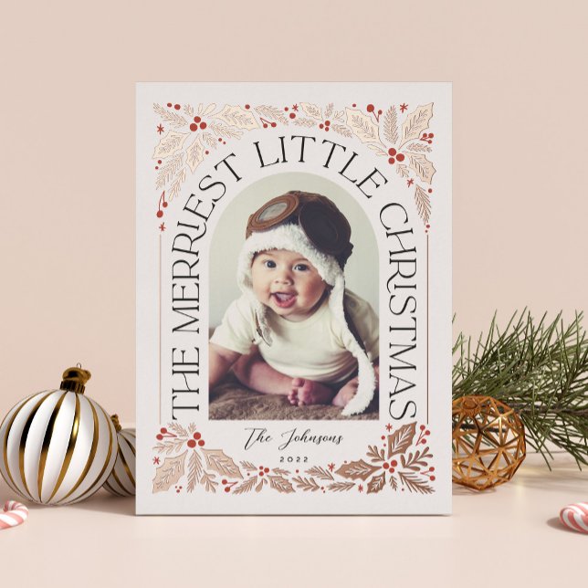Merriest Little Christmas Arch Photo Foil Holiday Card (Creator Uploaded)