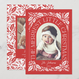 Merriest Little Christmas Berry Photo Arch Red Holiday Card