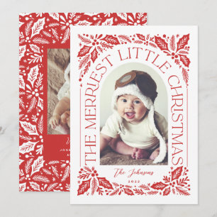 Merriest Little Christmas Berry Red Photo Arch Holiday Card