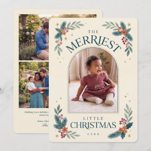 Merriest Little Christmas Botanical Photo Holiday Card