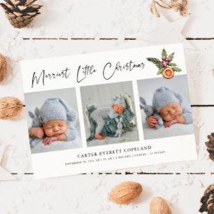 Merriest Little Christmas Multi Photo Birth  Announcement