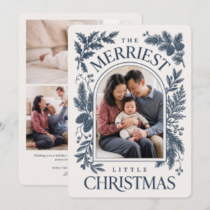 Merriest Little Christmas Vintage Botanical - Navy Holiday Card