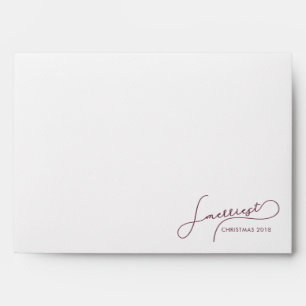 Merriest Script Burgundy and White Dots Christmas Envelope