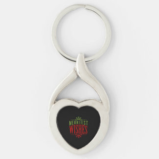 Merriest Wishes Christmas Message Key Ring