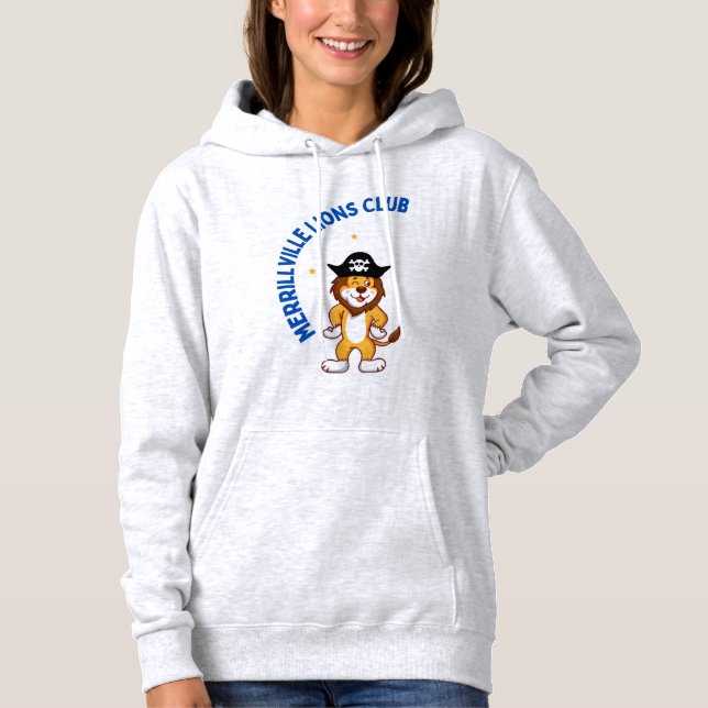 Merrillville Lions Club with Pirate Lion & 2 stars Hoodie (Front)