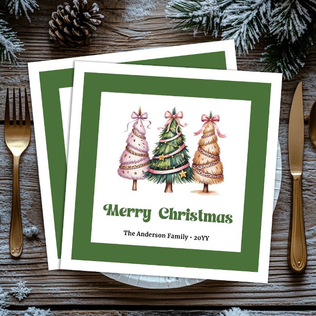 Merrily Christmas Tree Leopard Print Dinner Napkin (Merrily Christmas Tree Leopard Print Dinner Napkins!)