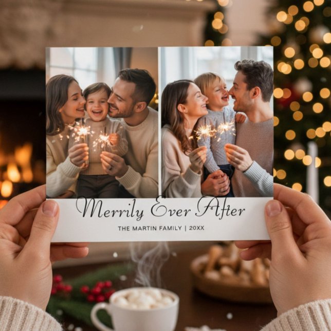 Merrily Ever After Holiday Family Greeting Card (Creator Uploaded)