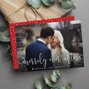 Merrily Ever After   Holiday Photo Card   White