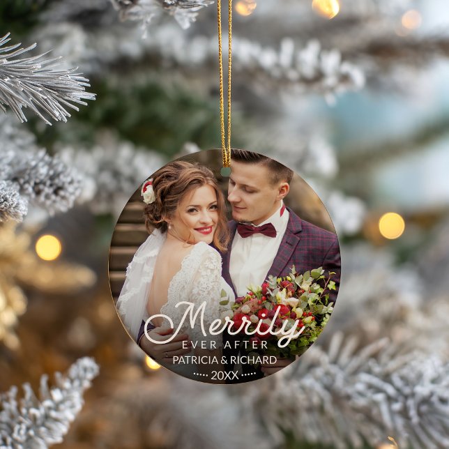 Merrily Ever After Newlywed Christmas Ceramic Tree Decoration (Creator Uploaded)