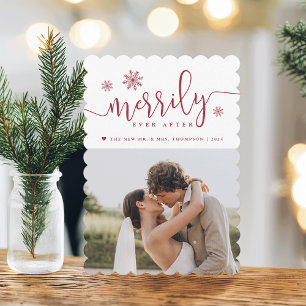 Merrily Ever After   Newlywed Photo Holiday Card