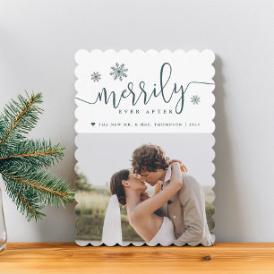 Merrily Ever After Newlywed Photo Holiday Card
