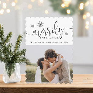 Merrily Ever After   Newlywed Photo Holiday Card