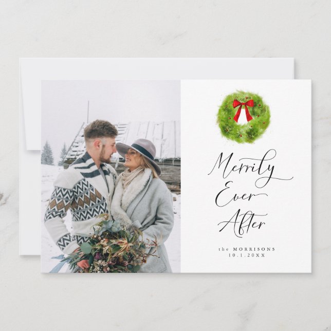 Merrily Ever After Wedding Announcement (Front)