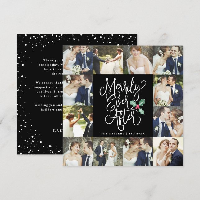 Merrily Ever After Wedding Holiday 12 Photo Card (Front/Back)