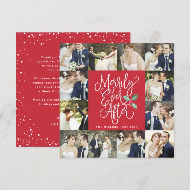 Merrily Ever After Wedding Holiday 12 Photo Card (Front/Back)